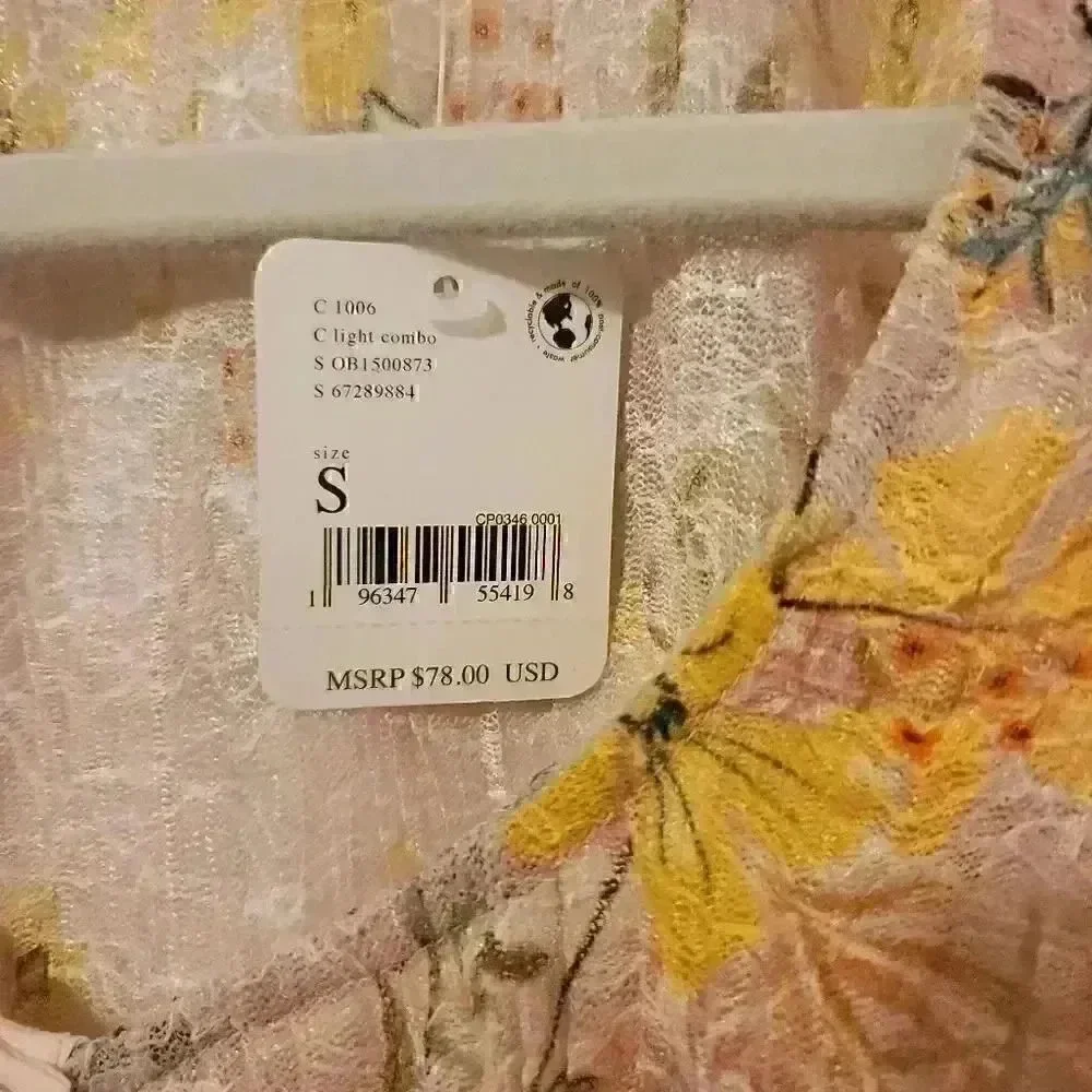 Free People Angelina Floral Sheer Long Sleeve Button Up Top Size Small